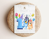 DTF Transfers|Ready To Press|T-shirt Transfers|Heat Transfer|Direct To Film|Bluey And Bingo Birthday 1 Blue