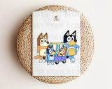 DTF Transfers|Ready To Press|T-shirt Transfers|Heat Transfer|Direct To Film|Bluey Family Playing In Toy Car