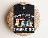 DTF Transfers|Ready To Press|T-shirt Transfers|Heat Transfer|Direct To Film|Bluey Rockin Around The Christmas Tree White