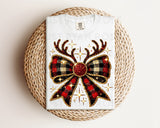 DTF Transfers|Ready To Press|T-shirt Transfers|Heat Transfer|Christmas Reindeer Bow