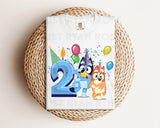 DTF Transfers|Ready To Press|T-shirt Transfers|Heat Transfer|Direct To Film|Bluey And Bingo Birthday 2 Blue
