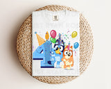 DTF Transfers|Ready To Press|T-shirt Transfers|Heat Transfer|Direct To Film|Bluey And Bingo Birthday 4 Blue