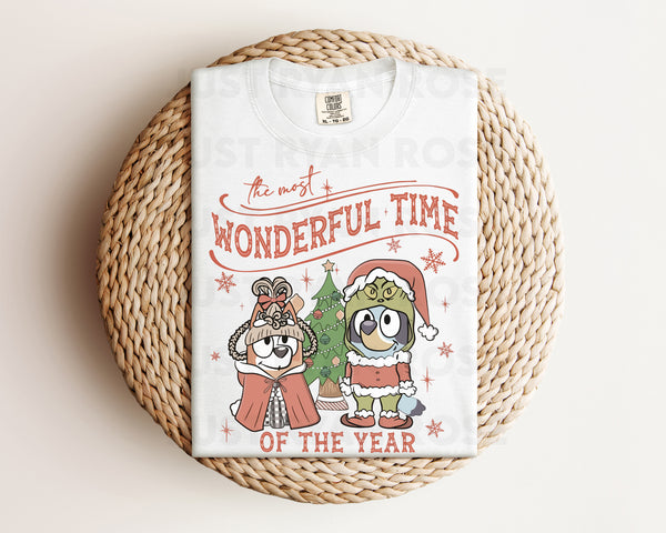 DTF Transfers|Ready To Press|T-shirt Transfers|Heat Transfer|Direct To Film|Bluey and Bingo Grinch Its The Most Wonderful Time Of The Year