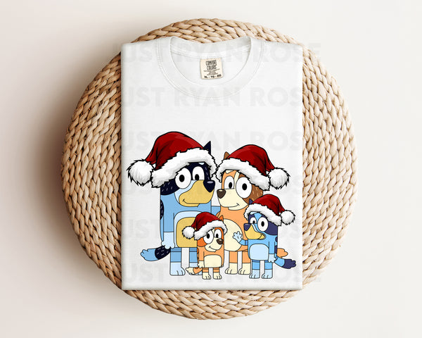 DTF Transfers|Ready To Press|T-shirt Transfers|Heat Transfer|Direct To Film|Bluey Family Wearing Santa Hats