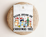 DTF Transfers|Ready To Press|T-shirt Transfers|Heat Transfer|Direct To Film|Bluey Rockin Around The Christmas Tree Black